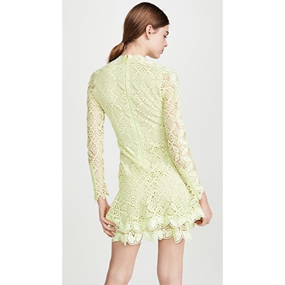 NWT Jonathan Simkhai Guipure Lace Long Sleeve Mini Dress Pear 10 - Picture 3 of 11